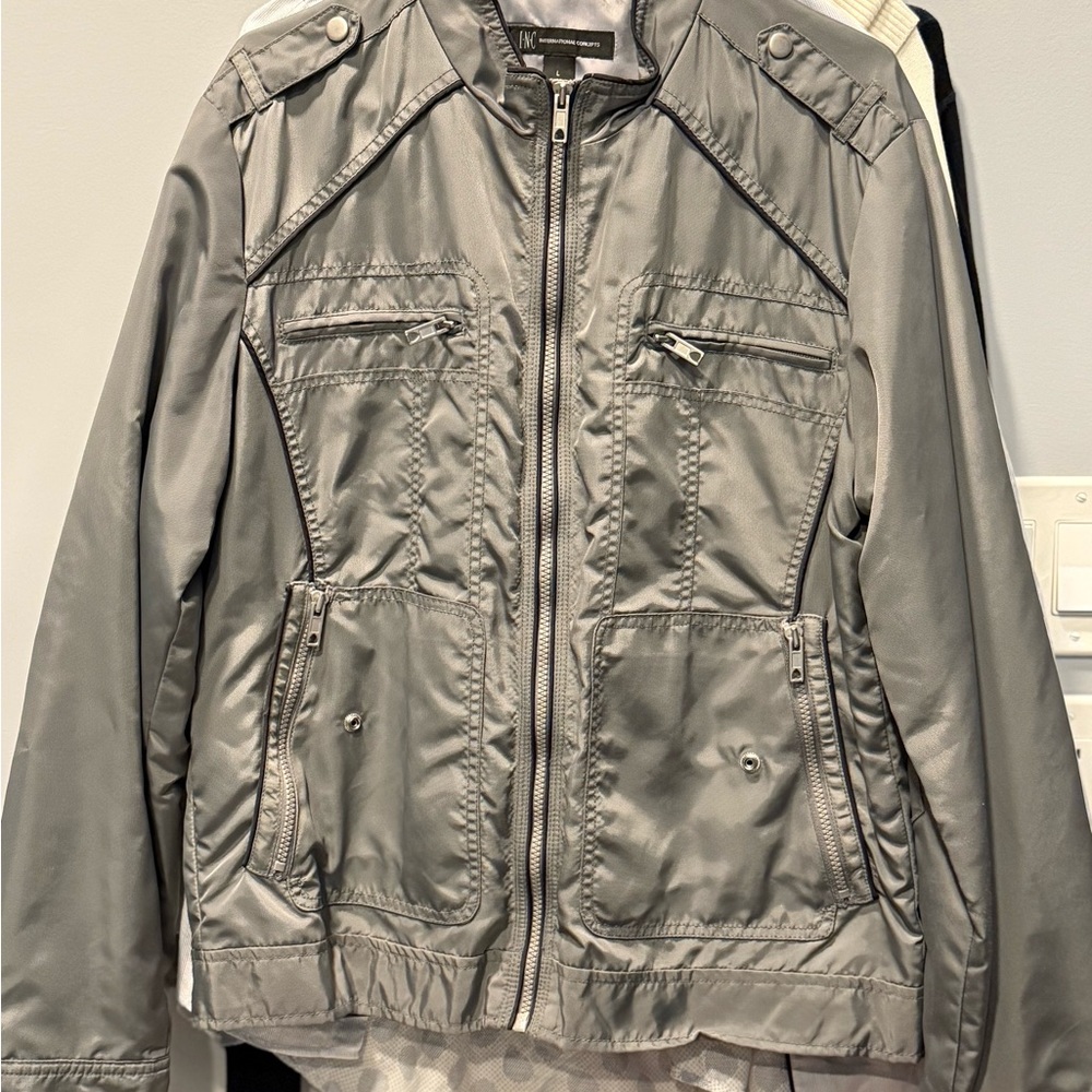 INC International Concepts Men’s Gray Nylon Utility Jacket